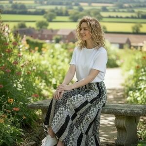 Gypsie Blu Patchwork Maxi Skirt Floral Cottage Core Women's Sz L